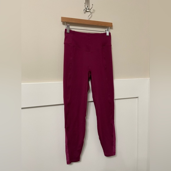 Le Ore Ruby Cranberry Red Andria Mesh Full-Length High Rise Leggings Size Small - Picture 5 of 10